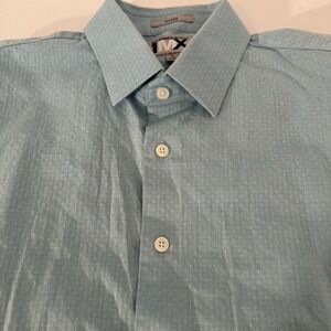 Express Men Fitted Long Sleeve Button Patterned ‎ Shirt Men's L 16 - 16 1-2 (F)